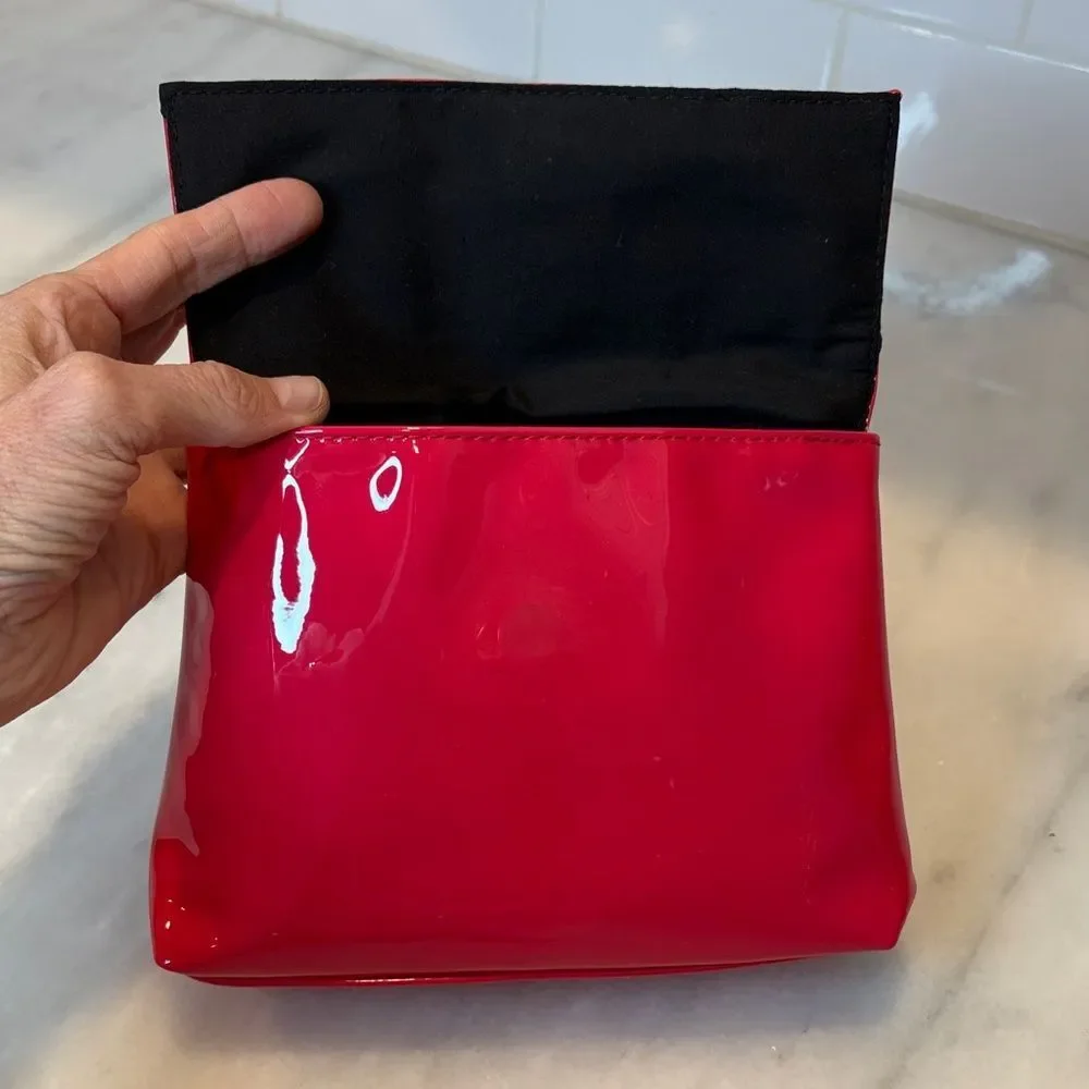 Yves Saint Laurent Purse Vibrant Red Patent Leather Clutch Cosmetic Bag NWT - Picture 12 of 15